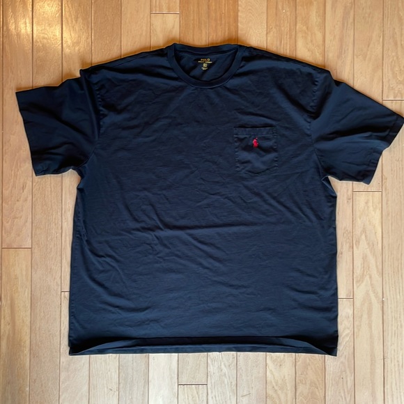 Polo Ralph Lauren Big & Tall Soft Cotton T-Shirt 2XLT 2XT BLACK CREW POCKET - Picture 1 of 3